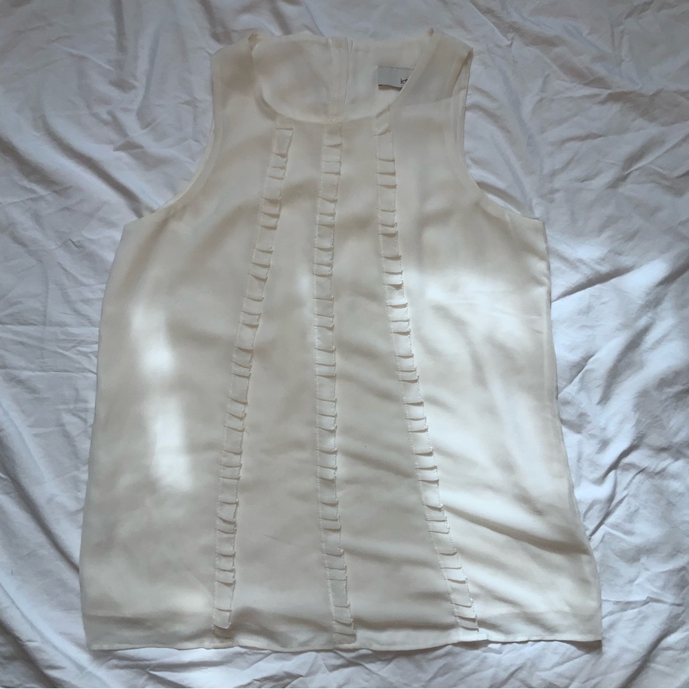 LOFT white ruffle blouse